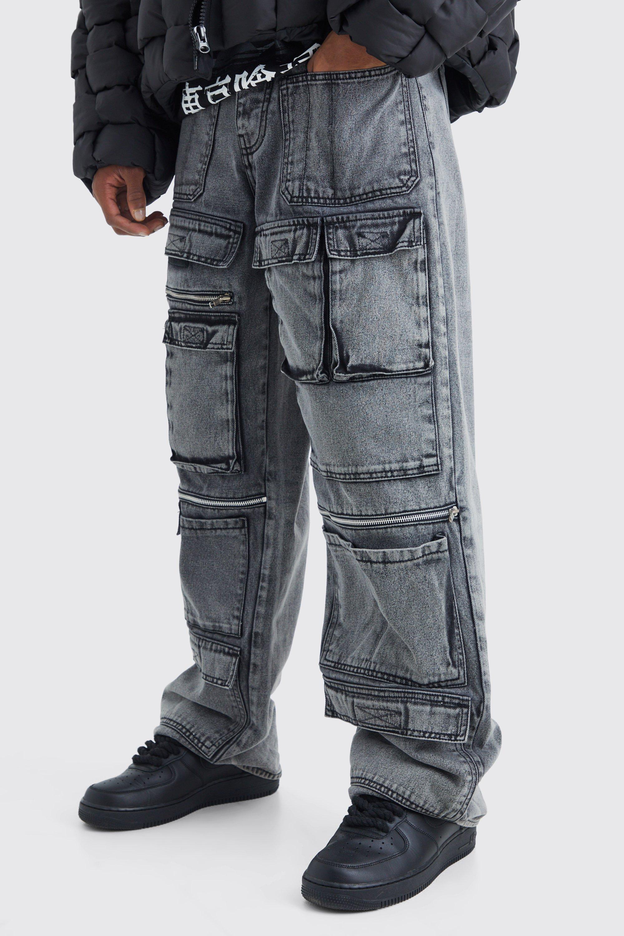 Baggy Rigid Multi Pocket Cargo Jeans | boohooMAN USA